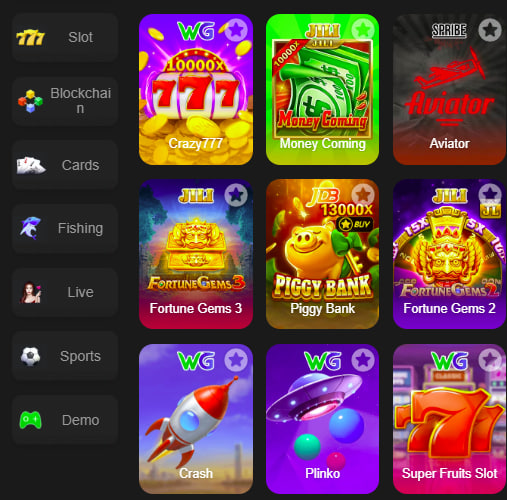 Main screen of 177slots game page for PK players - 4